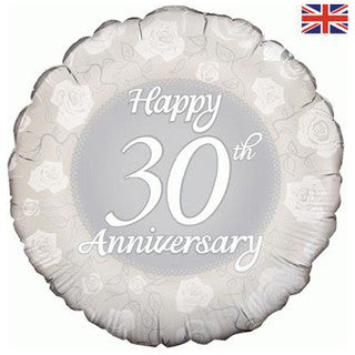 Happy 30th Anniversary 18" Foil Balloon