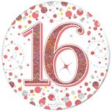 Happy 16th Birthday Sparkling Fizz Rose Gold Badge Small