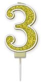 Sparkling Fizz Gold Number 3 Candle