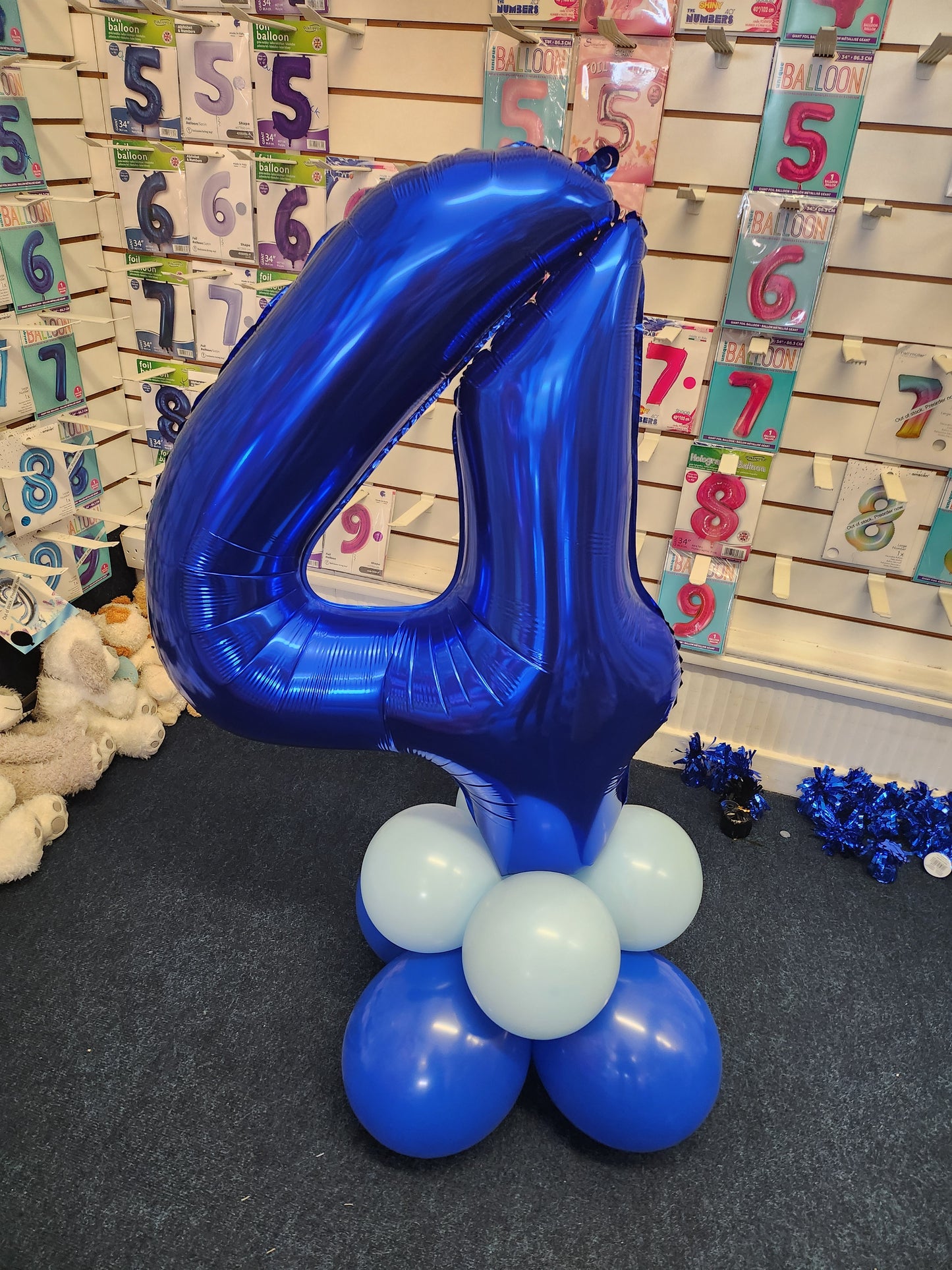 *Quick Buy* Mixed Blue Number Balloon 2 Tier Tower - In Store Only