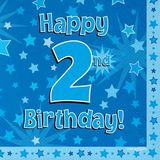 Happy 2nd Birthday Blue Napkins 16pkt