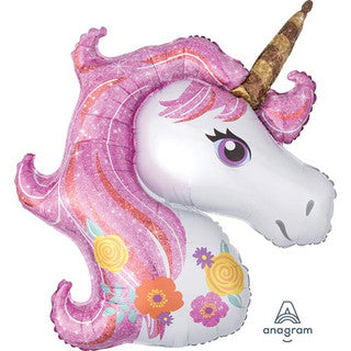 Unicorn Floral Head Supershape Foil Balloon