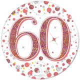 Happy 60th Birthday Sparkling Fizz Rose Gold Badge Small