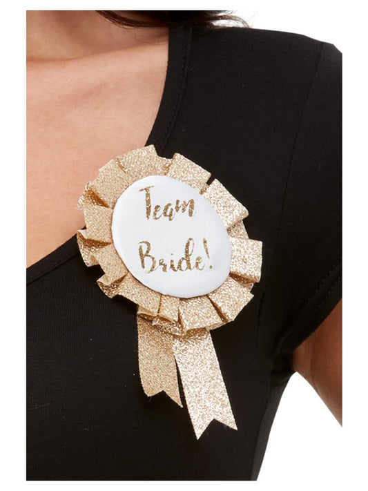 Gold Glitter Team Bride Rosette