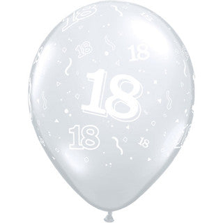Age 18 Latex Balloon Around Clear - 50 Pack (Available in Singles)