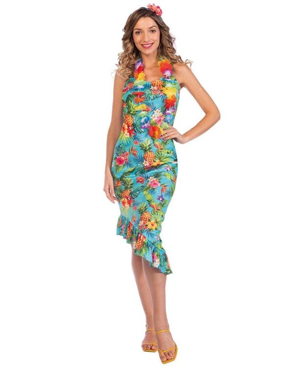 Hawaiian Hula Blue Costume