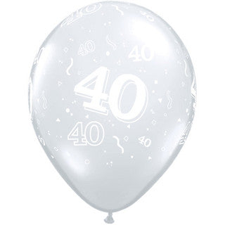 Age 40 Latex Balloon Around Clear - 50 Pack (Available in Singles)