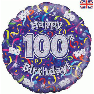 Age 100 Purple/ Coloured 18" Foil Balloon