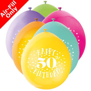 Age 50 Airfilled Only Latex Balloons - 10 Pack