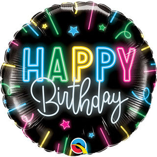 Happy Birthday Neon 18" Foil Balloon