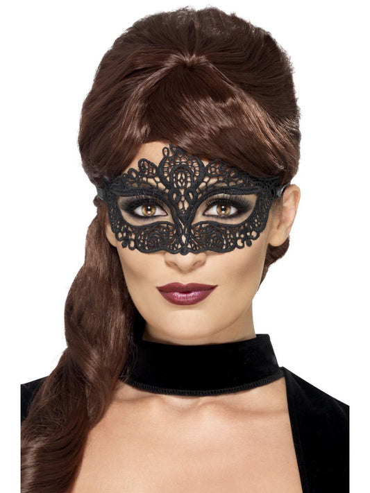Embroidered Lace Filigree Eyemask Black