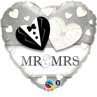 Mr and Mrs Tux and Dress 18" Foil Balloon