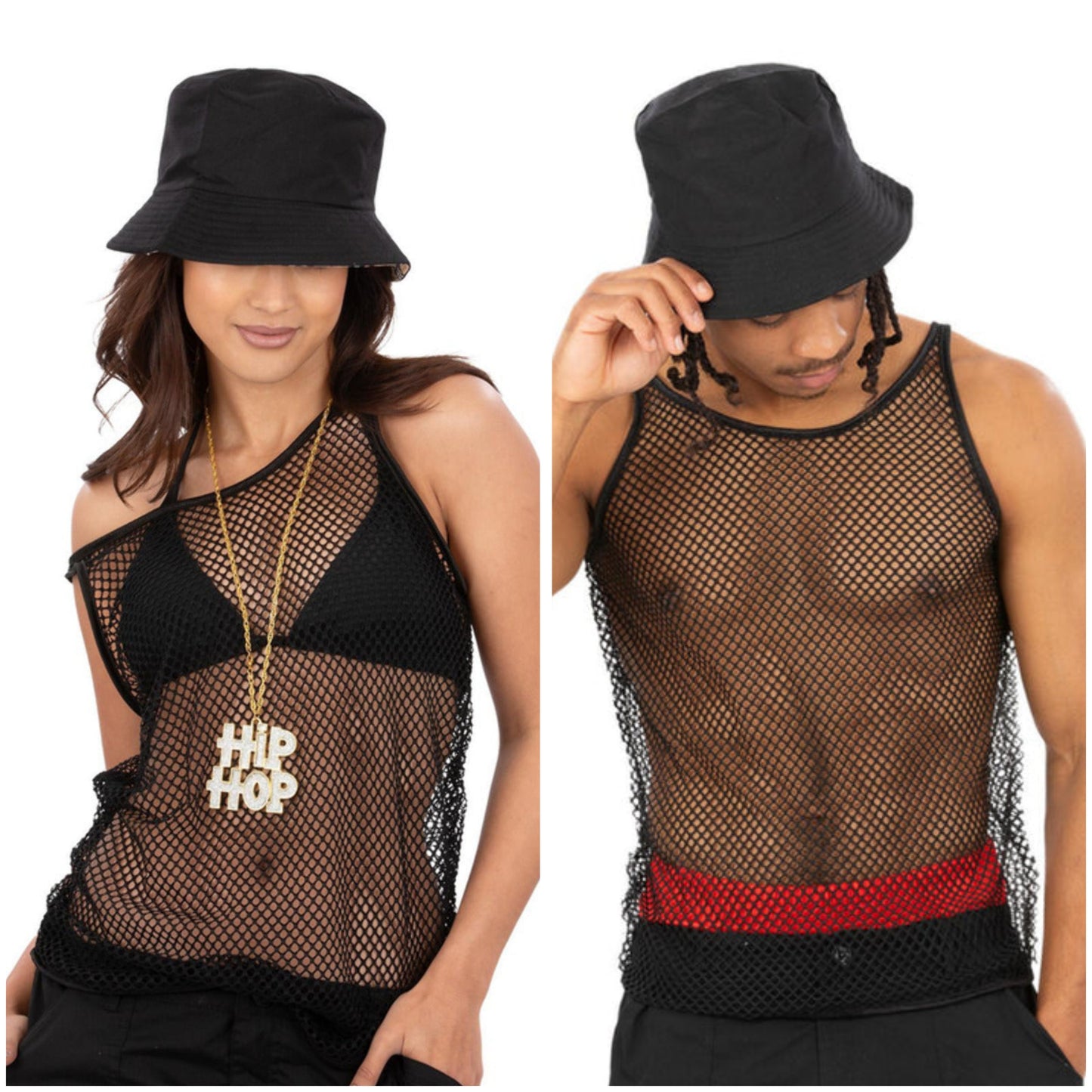 90's String Vest Black Costume