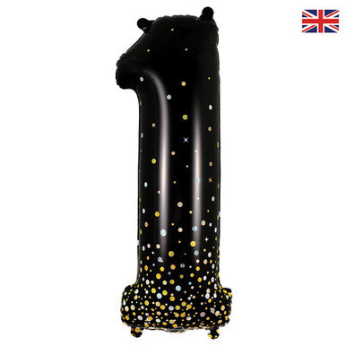 Giant Foil Number Balloon Black Sparkling Fizz
