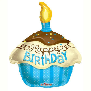 Blue Birthday Cupcake JR Shape Foil Balloon