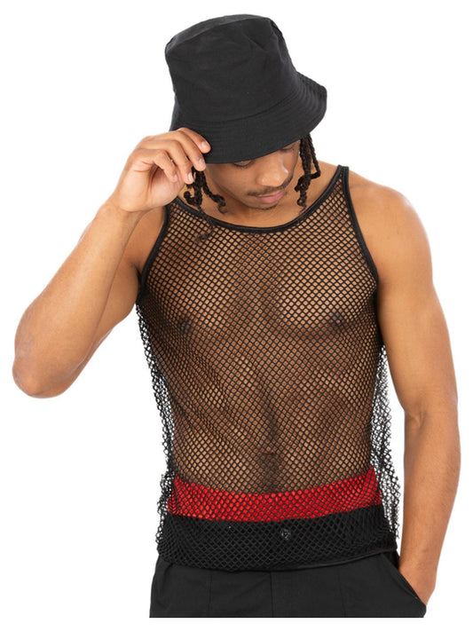 90's String Vest Black Costume