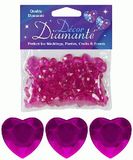 12mm Décor Heart Diamante Diamonds Cerise Pink