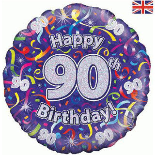 Age 90 Glitter/ Purple 18" Foil Balloon