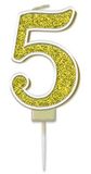 Sparkling Fizz Gold Number 5 Candle