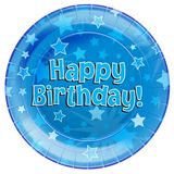 Happy Birthday Blue Plates 8pkt