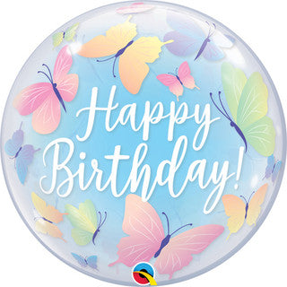 Happy Birthday Butterflies Bubble Foil Balloon