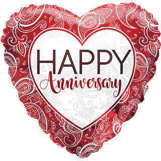 Happy Anniversary Red Heart 18" Foil Balloon
