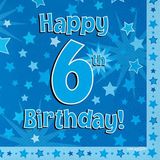Happy 6th Birthday Blue Napkins 16pkt