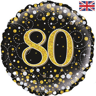 Age 80 Sparkling Fizz/ Diamond 18" Foil Balloon