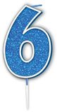 Sparkling Fizz Blue Number 6 Candles