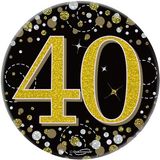 Happy 40th Birthday Sparkling Fizz Black and Gold Badge Small