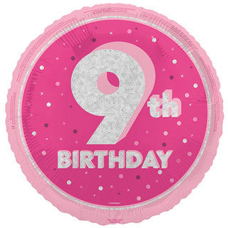 Age 9 Sparkle/ Glitz 18" Foil Balloon