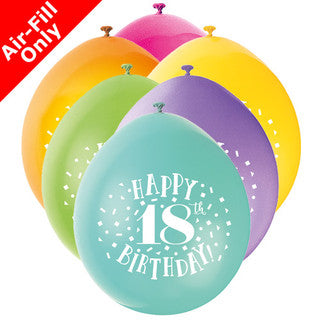 Age 18 Airfilled Only Latex Balloons - 10 Pack