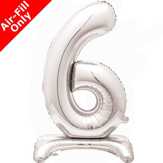 Airfilled Stand-up 25'' Foil Number Balloon Silver