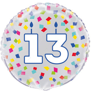 Age 13 Coloured 18" Foil Balloon