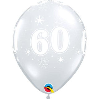Age 60 Latex Balloon Clear - 25 Pack (Available in Singles)