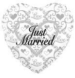 Just Married Pattern Heart 18" Foil Balloon