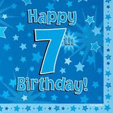 Happy 7th Birthday Blue Napkins 16pkt