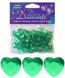 12mm Décor Heart Diamante Diamonds Emerald Green