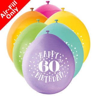 Age 60 Airfilled Only Latex Balloons - 10 Pack