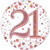 Happy 21st Birthday Sparkling Fizz Rose Gold Badge Small