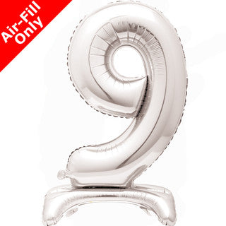 Airfilled Stand-up 25'' Foil Number Balloon Silver