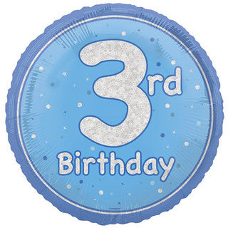 Age 3 Sparkle/ Glitz 18" Foil Balloon