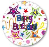Happy Birthday Ribbons and Stars Plates 8pkt