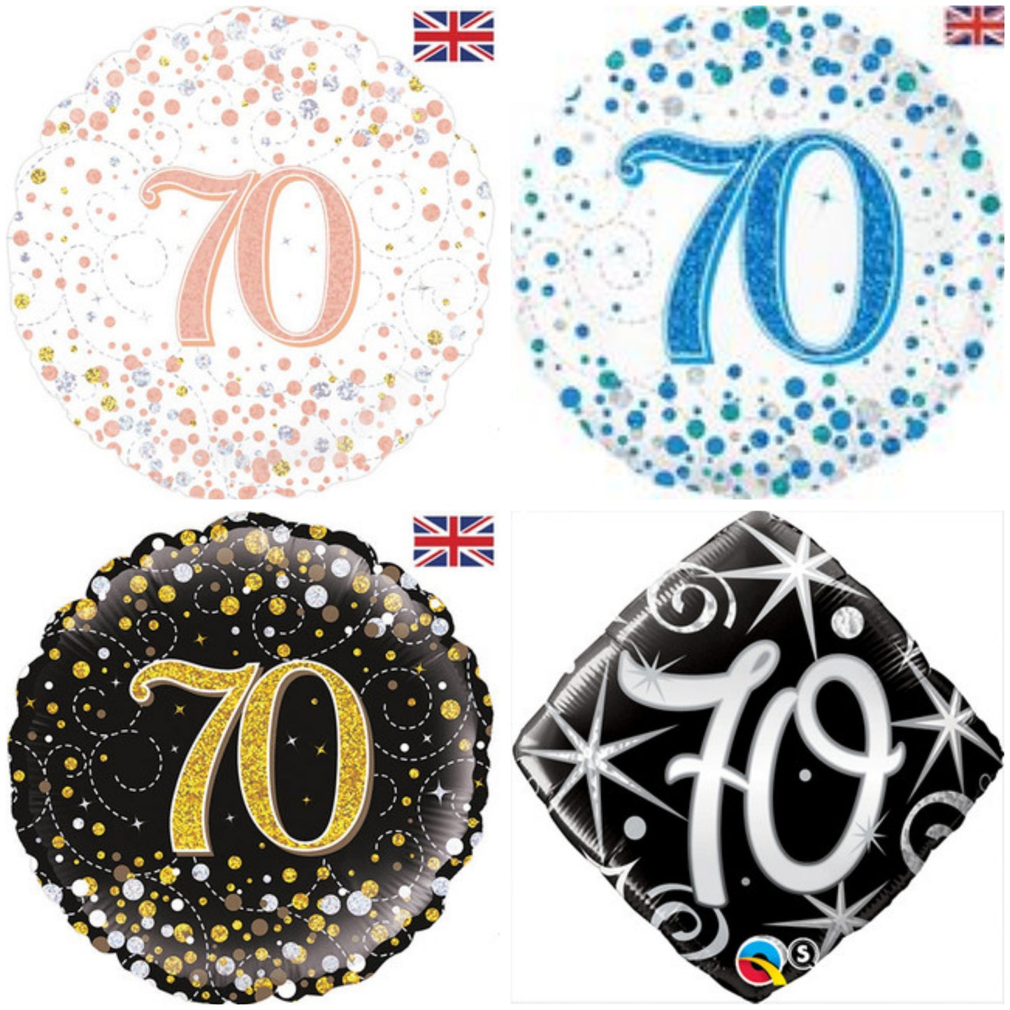 Age 70 Sparkling Fizz/ Diamond 18" Foil Balloon