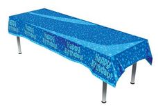 Happy Birthday Blue Tablecloth