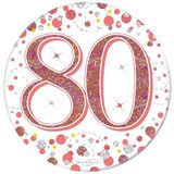 Happy 80th Birthday Sparkling Fizz Rose Gold Badge Small