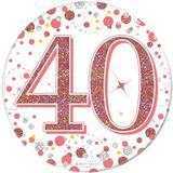 Happy 40th Birthday Sparkling Fizz Rose Gold Badge Small