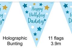 Happy Birthday Daddy Holographic Bunting