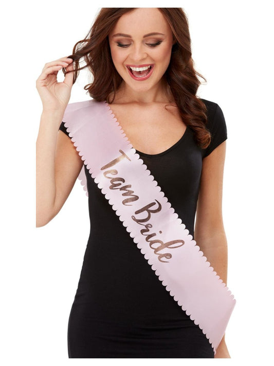 Pink and Gold Team Bride Sash