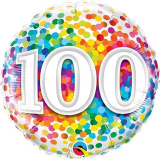 Age 100 Purple/ Coloured 18" Foil Balloon